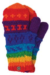 Fleece lined  mittens - patterned -  Rainbow