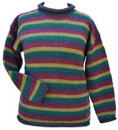 Handmade Pure Wool - stripe jumper - Jewel