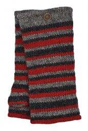 Fleece lined - Random Stripe - Wristwarmer  - Natural/Red