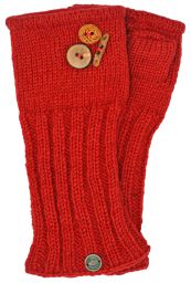 Fleece lined wristwarmer - fruit button - Red