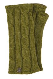Fleece lined wristwarmer - Cable - Moss Green