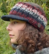 Pure Wool Hand Knitted - Peaked Headband - Brick