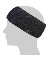 Fleece lined pure wool - moss stitch - headband - Charcoal
