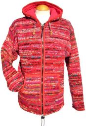 Fleece lined - hooded jacket - electric - Red