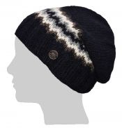 Pure Wool - Zig Zag - Baggy Beanie - Black