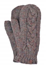 Fleece lined mittens - Cable - Pale heather