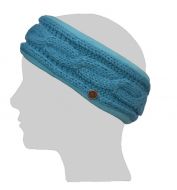 Pure Wool Fleece lined headband - cable - Aqua