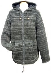 Fleece lined - hooded jacket - two tone Grey