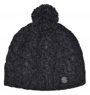 Cable bobble hat - pure wool - hand knitted - charcoal