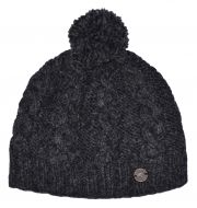 Cable bobble hat - pure wool - hand knitted - charcoal