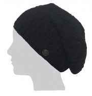 Pure Wool Basket  weave slouch hat - Black