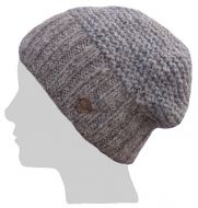 Hand knit - two tone moss - baggy beanie - Marl brown