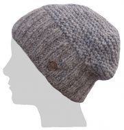 Pure Wool Hand knit - two tone moss - baggy beanie - Marl brown