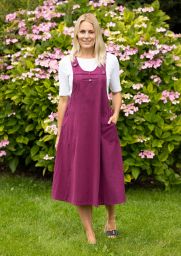 Fine cotton - pinafore dress - burgundy
