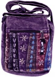 Hand embroidered - small bag - purple