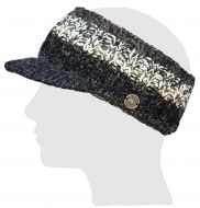 Pure Wool Hand Knitted - Peaked Headband - grey mix