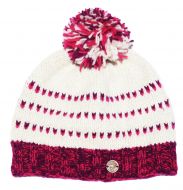 Double tick bobble hat - pure wool - pink / purple