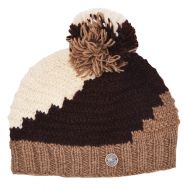 Pure Wool Half fleece lined - reverse ridge bobble hat - Coffee