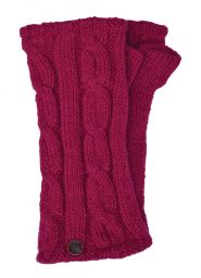Fleece lined wristwarmer - cable - Bright Pink