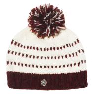 Double tick bobble hat - pure wool - brown / rust