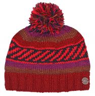 Pure Wool Pattern bobble hat - hand knitted - autumn