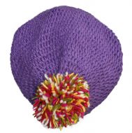 Pure Wool Hand crochet - bobble slouch hat - purple