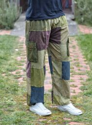 patchwork trousers - greens