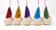 Handmade Christmas - Wool Felt Decoration - Rainbow Gonk Family