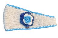 Pure Wool Fleece lined - large flower - headband - Sky blues