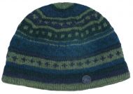 NAYA - Pattern beanie - pure wool - green / blue
