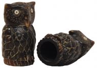 Chunky Hand carved - dark Owl - decorative ornament