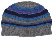 Pure Wool handknit - ridge stripe beanie - blues