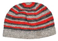 NAYA pure wool - random stripe beanie - natural/red
