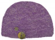 Big button cloche - pure wool - fleece lined - violet