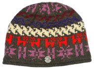 Easy beanie - pure wool - pattern brown / mauve