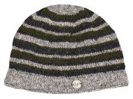 NAYA pure wool - random stripe beanie - natural/green