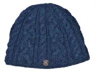 fine wool mix - cable beanie - Blue