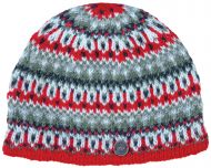 hand knit - multi-patterned beanie - red