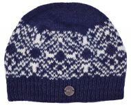 Pure Wool Snow Pattern Beanie - Blue