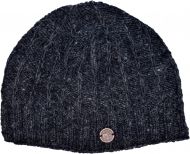 Pure Wool Hand knit - straight chain stitch beanie - charcoal