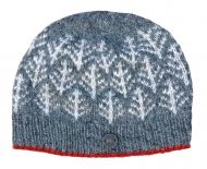 Pure Wool Spruce Beanie - Mid Grey and Red