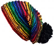 Half fleece lined pure wool - reverse  ridge slouch - rainbow