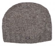 Pure Wool half fleece lined - plain beanie - Marl brown