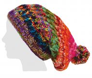 Pure wool - chunky rib slouch - Original multi coloured