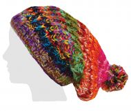 Pure wool - chunky rib slouch - Original multi coloured