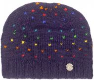 Pure Wool Half fleece lined - rainbow tick beanie - dark blue