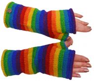 Fleece lined wristwarmer - stripe - rainbow