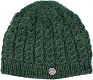 Pure wool - cool cable beanie - dark green