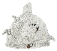 Hand knit pure wool - spike beanie - Pale Grey