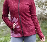 Batik flower - hooded jacket - raspberry